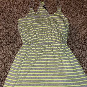 Green and gray striped dress